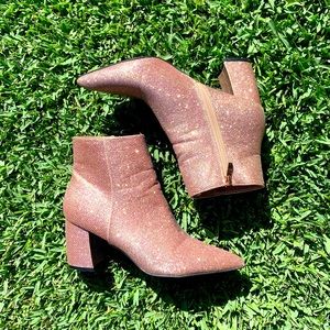 Rose Gold Glittered Heel Bootie